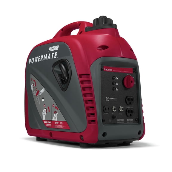 Powermate PM2000i 2000 Watt Manual Start Gasoline Powered Inverter Generator, Powered by Generac, 50 ST