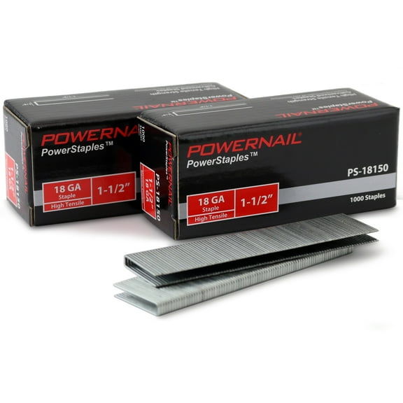 Powernail PS18150 18 Gauge 1/4 Inch Crown 1-1/2 Inch Length Chisel Point Narrow Crown Staple (2PK | 2x 1000ct boxes)