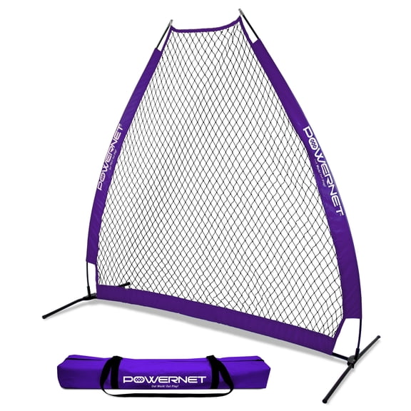 Powernet Portable Baseball Practice Net for Pitching and Hitting, Softball Pitching Net, Pop Up Batting Cage Net Coach Shield from Errant Throws, Backyard Outdoor Training, 7 FT A-Frame Screen
