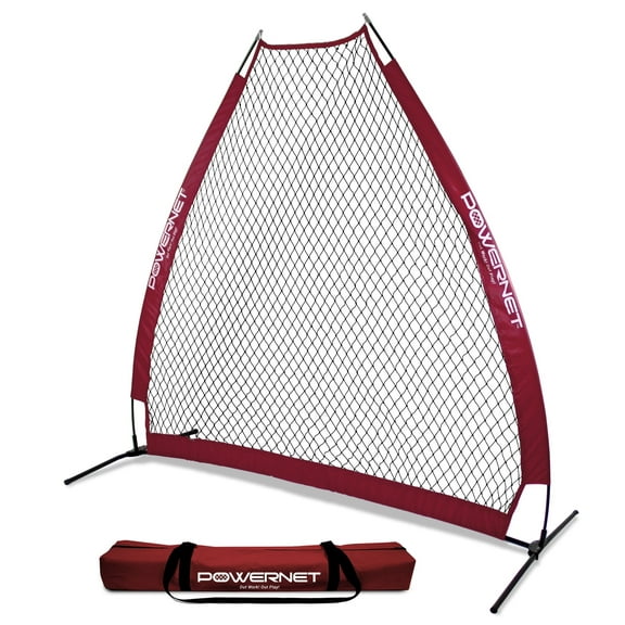 Powernet Portable Baseball Practice Net for Pitching and Hitting, Softball Pitching Net, Pop Up Batting Cage Net Coach Shield from Errant Throws, Backyard Outdoor Training, 7 FT A-Frame Screen