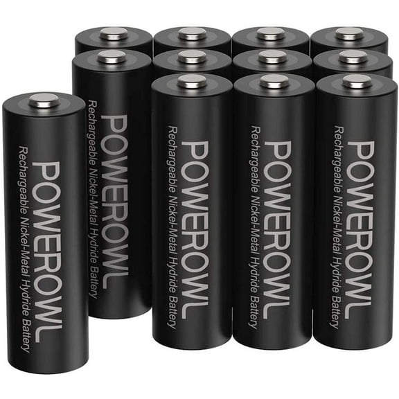 Powerowl 2800mAh Rechargeable AA Batteries 12-Pack NiMH High Capacity Double a Batteries