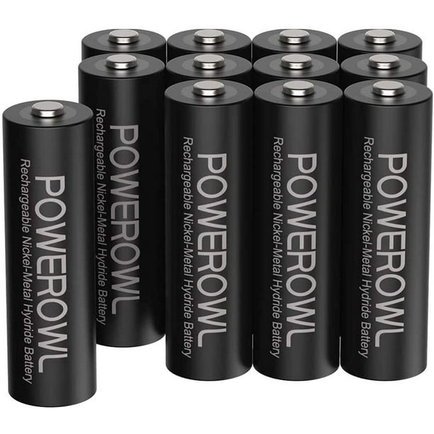 Powerowl 2800mAh Rechargeable AA Batteries 12Pack NiMH High Capacity