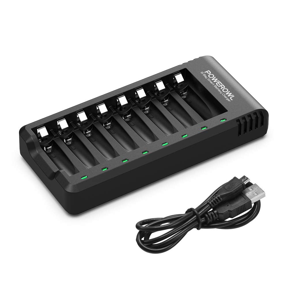 Powerowl 8 Bay NiMH Rechargeable AA AAA Battery Charger with US Safety