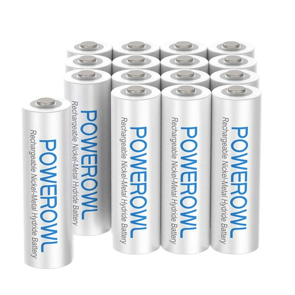 Powerowl Rechargeable AAA Batteries 1000 mAh NiMH 16 Pack Powerowl High Capacity Triple a Batteries