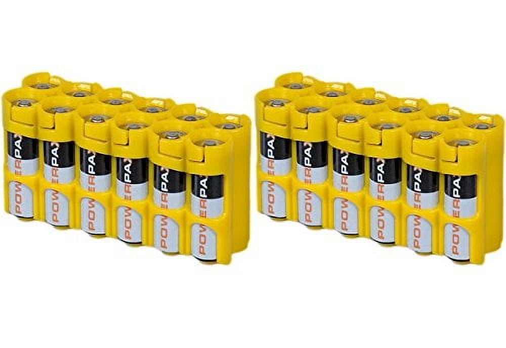 Storacell AA Battery Caddy – 2-Pack, Holds 12 AA Batteries Each, Compact Locking System, Terminal Protection (Black)