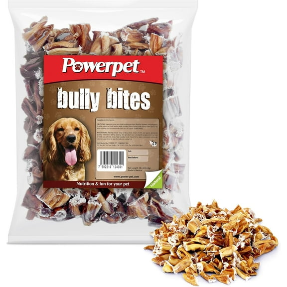Powerpet Treats Bully Stick Bites - Delicious Dog Treats - All Natural, Long-Lasting Chews, High Protein, Rawhide-Free - Odorless - Promotes Dental Health, Ideal for All Chewers - 1lb Pack
