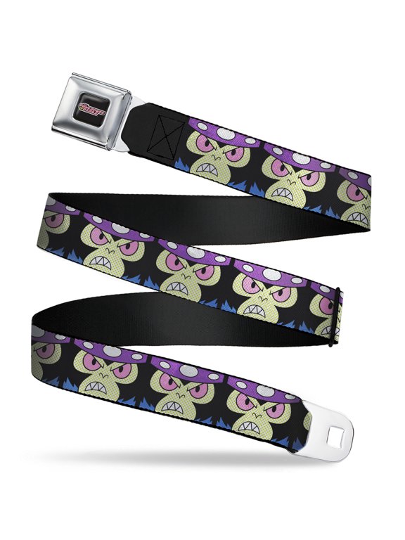 Powerpuff Girls Belt, Seatbelt Buckle Belt, The Power Puff Girls Mojo Jojo Face Close Up, Youth 22 to 32 Inches