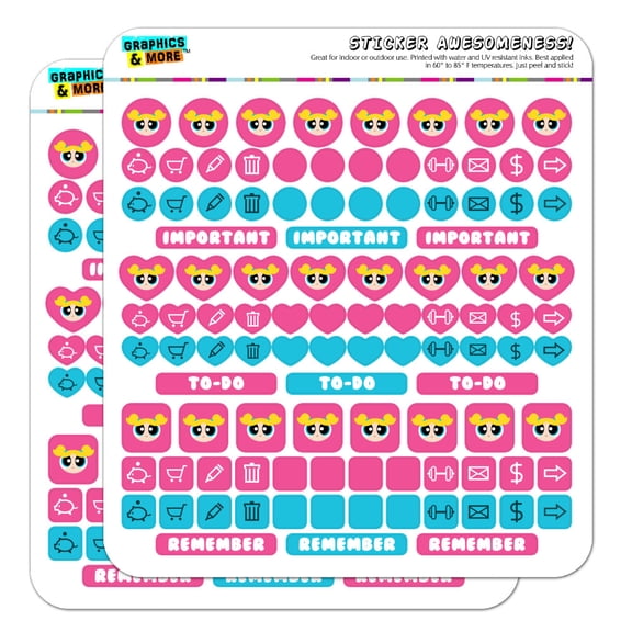 Powerpuff Girls Bubbles Head Planner Calendar Scrapbooking Crafting Sticker Set