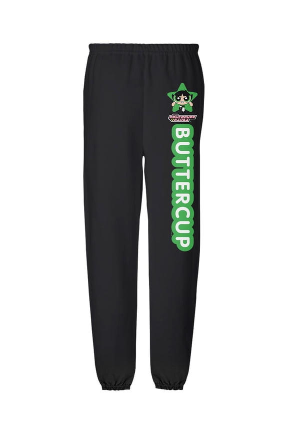 Powerpuff Girls Buttercup Mens Jogger Sweatpants, Black, 3X-Large