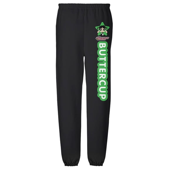 Powerpuff Girls Buttercup Mens Jogger Sweatpants, Black, Large