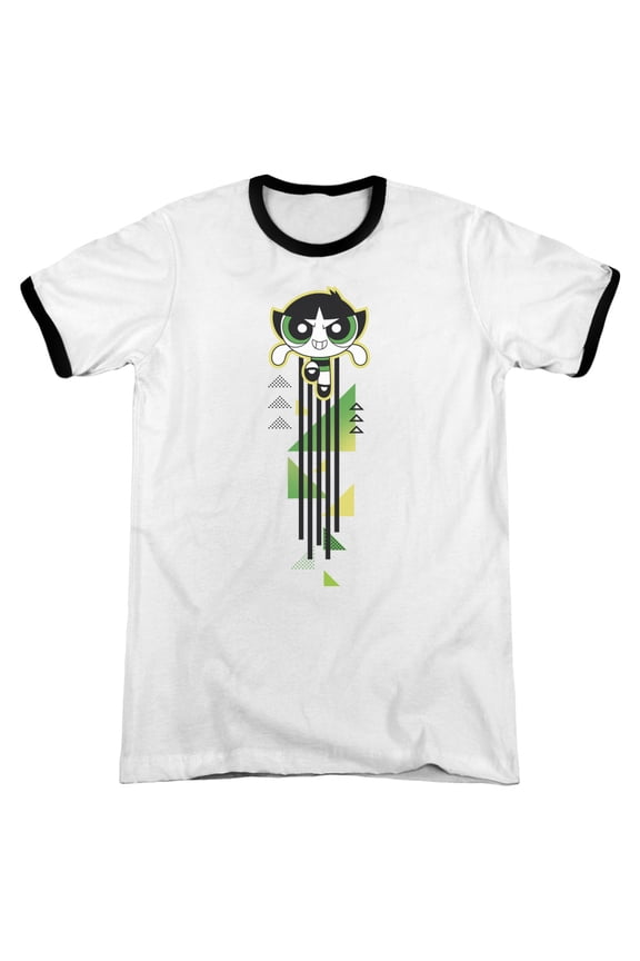 Powerpuff Girls Buttercup Streak Adult Ringer White/Black