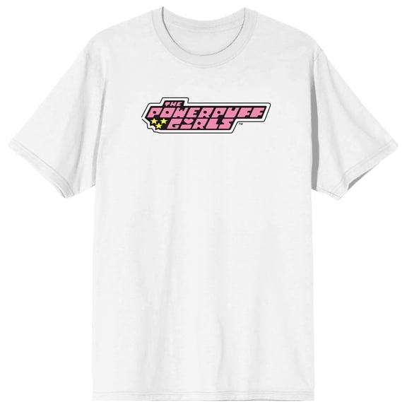 Powerpuff Girls Characters & Logo Crew Neck Short Sleeve Men's White T-shirt-Large