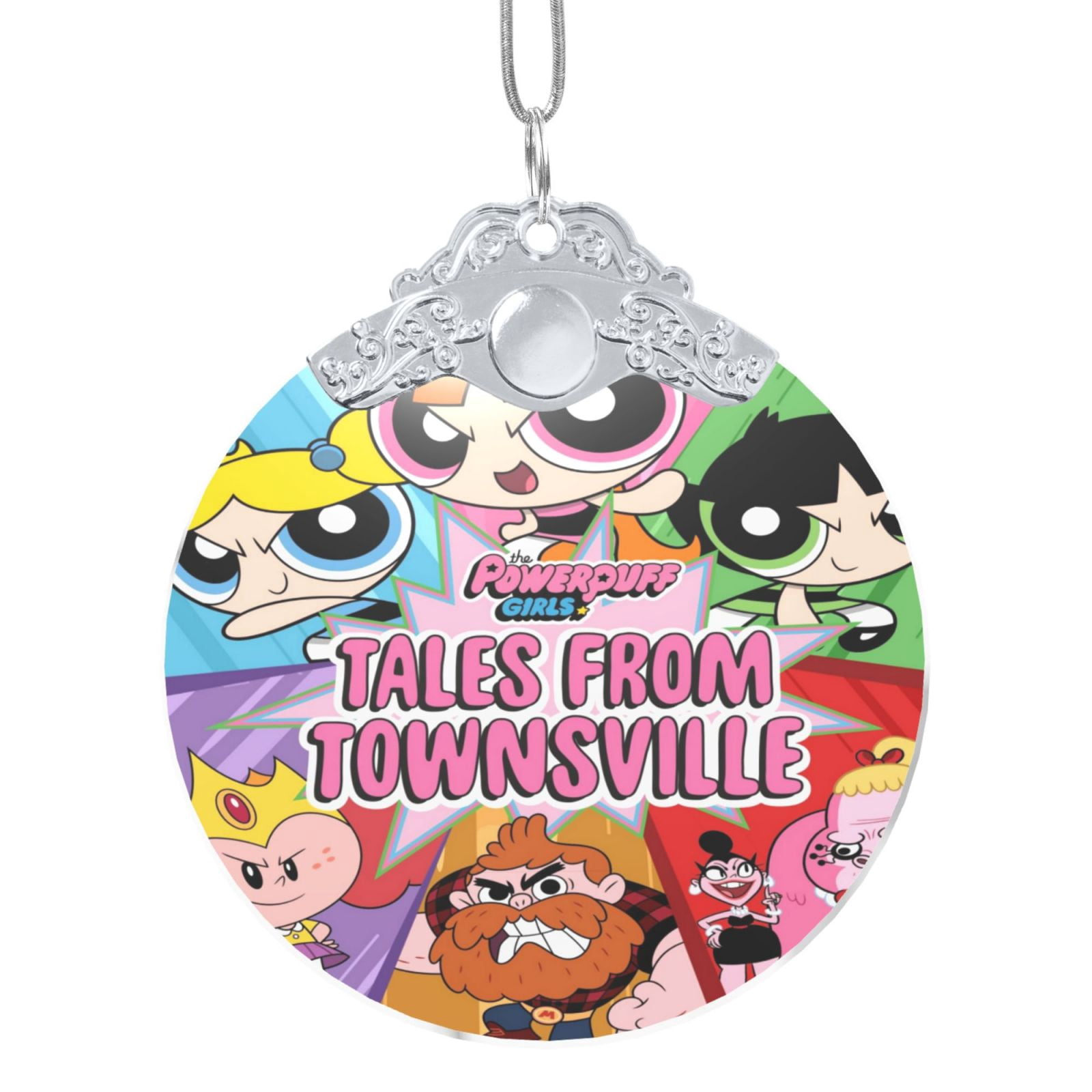Powerpuff Girls Christmas Tree Glass Round Pendant, Christmas Tree ...