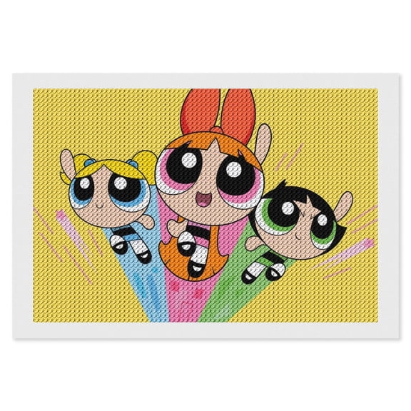 The Powerpuff Girls Diamond Art Kits for Adults 5D Diamond Art , DIY Paint with Round Full Drill Diamonds Paintings Gem Art for Home Wall Decor Gift 8"x12"