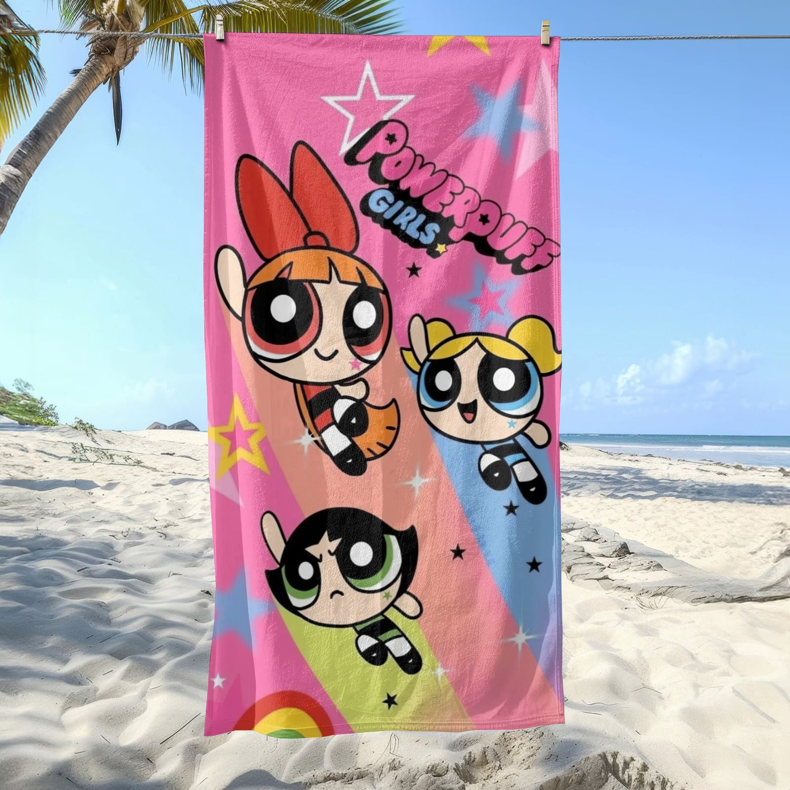 Powerpuff Girls Gifts Beach Towel for Women Girl Birthday Inspired Fan Bath Outdoor Music Lover