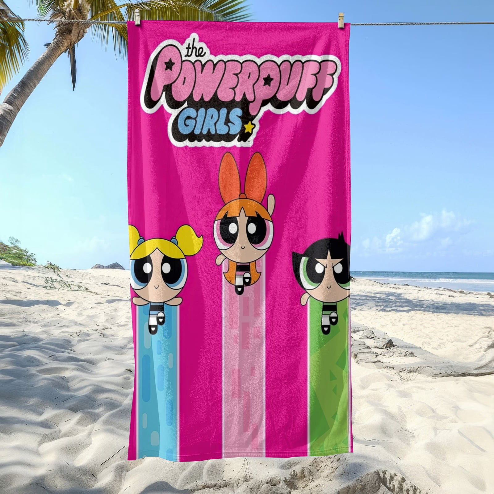 Powerpuff Girls Gifts Beach Towel for Women Girl Birthday Inspired Fan Bath Outdoor Music Lover