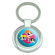Powerpuff Girls Heart Keychain Classy Round Chrome Plated Metal
