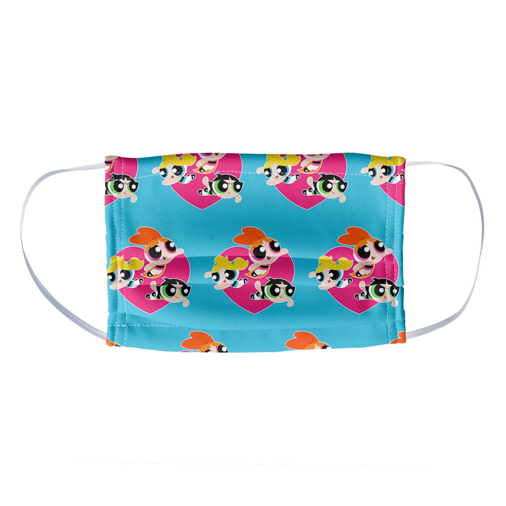 POPFUNK Powerpuff Girls Heart Pattern 1-Ply Reusable Face Mask Covering, Kids
