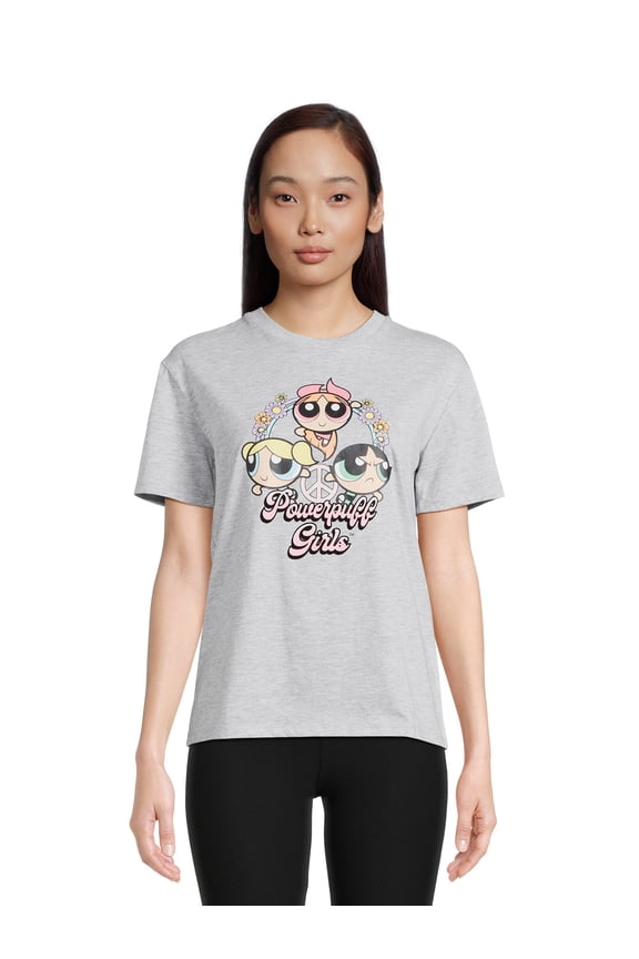 Powerpuff Girls Juniors’ Boyfriend Graphic Tee, Sizes XS- 3XL