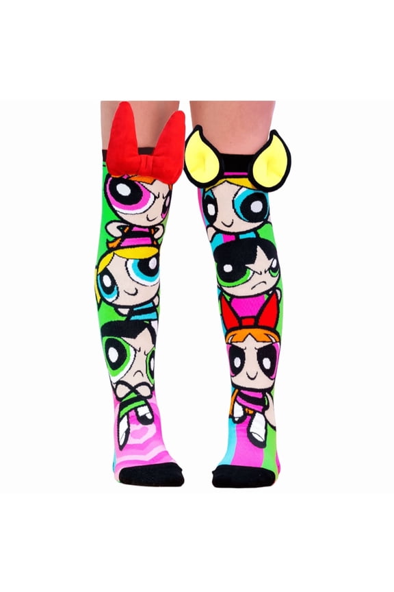 Girls Knee High Socks - Trendy Mismatched 3D AB Cartoon Socks, Fashion Casual Kids Eye-Catching Vibrant Socks, Crazy Socks for Kids