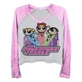 thumbnail image 1 of Powerpuff Girls Ladies Classic Shirt Long Sleeve Tee Shirt - Blossom Bubble and Buttercup T-Shirt Grey, Large, 1 of 1