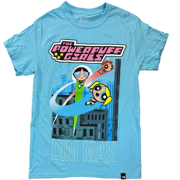 Powerpuff Girls Men's Light Blue Graphic T-Shirt (Medium)