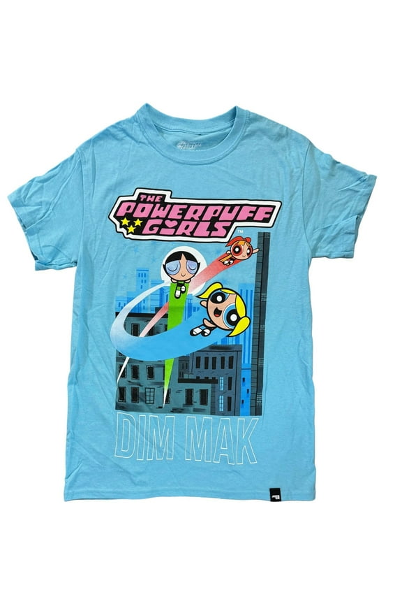 Powerpuff Girls Men's Light Blue Graphic T-Shirt (Small)