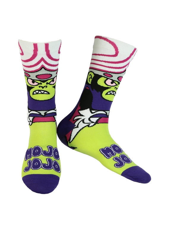 Mojo Jojo Men's Crew Socks 1-Pair, Character Sock, Size 8-12