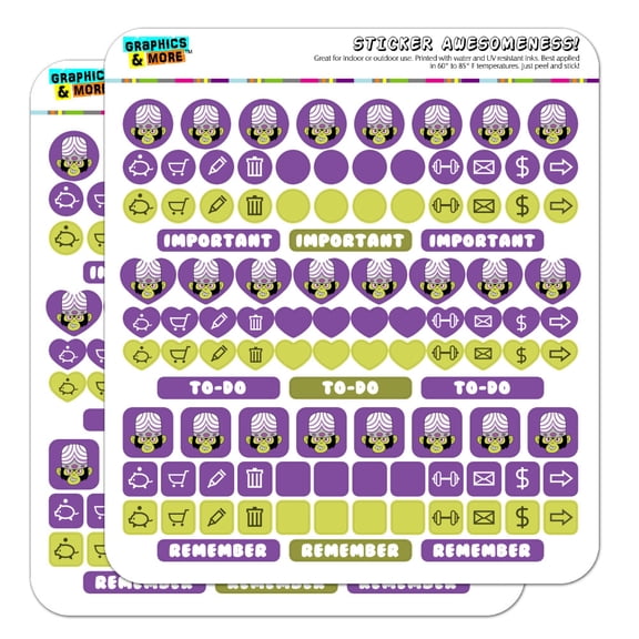 Powerpuff Girls Mojo JoJo Head Planner Calendar Scrapbooking Crafting Sticker Set