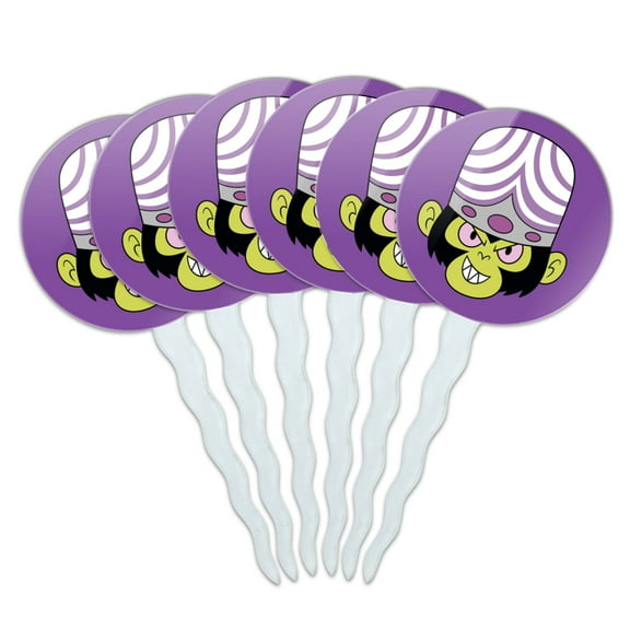 Powerpuff Girls Mojo Jojo Head Cupcake Picks Toppers Decoration Set of 6