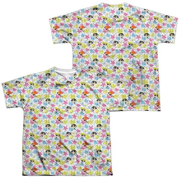 Powerpuff Girls - Powerpuff Pattern (Front/Back Print) - Youth Short Sleeve Shirt - Small