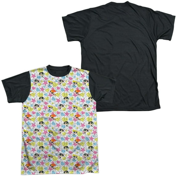 Powerpuff Girls - Powerpuff Pattern - Short Sleeve Black Back Shirt - XX-Large