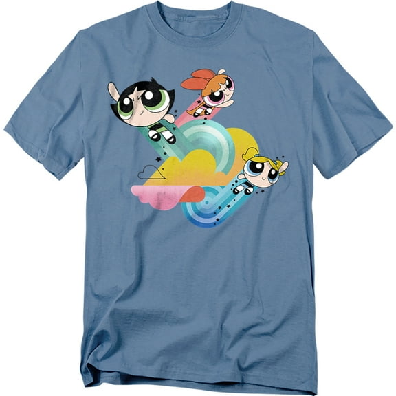Powerpuff Girls Spiral Streaks Unisex Adult T Shirt, Carolina Blue, Medium