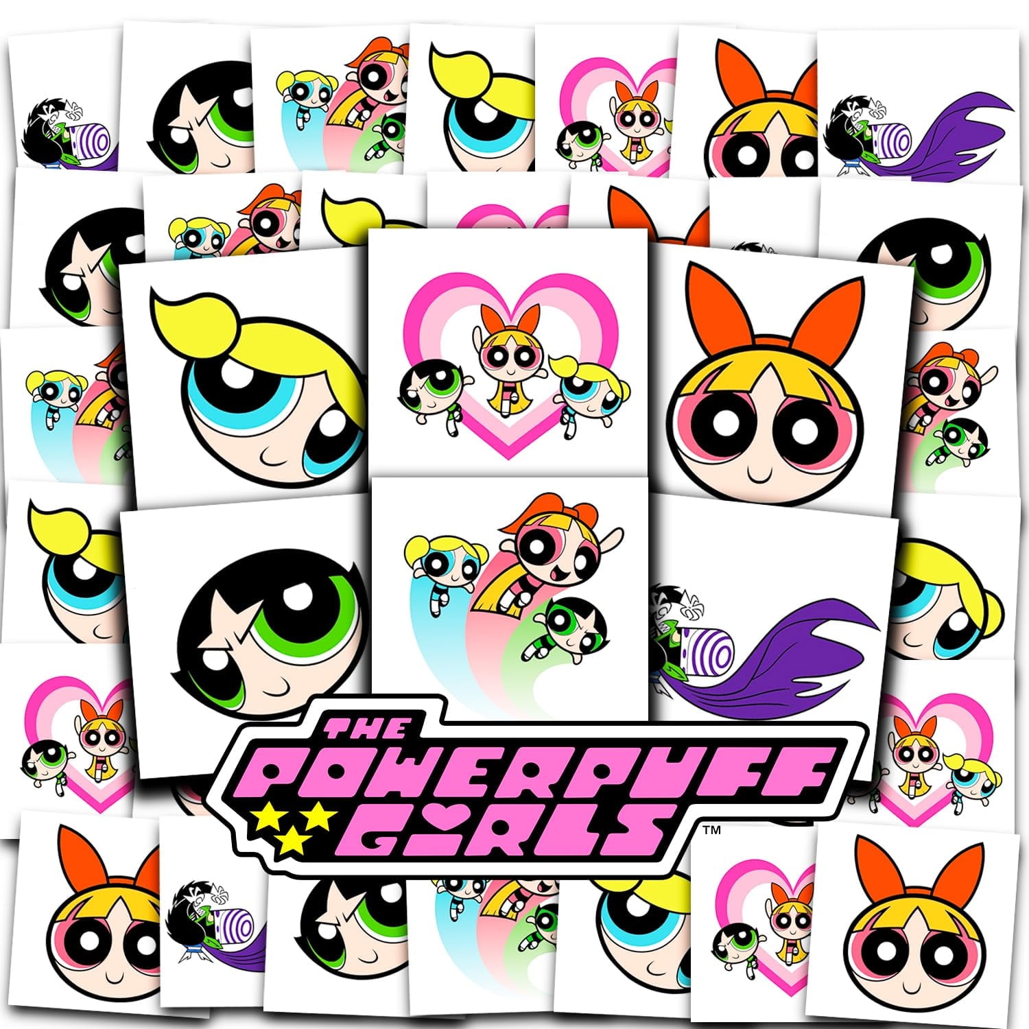 Powerpuff Girls Tattoos Party Favors Bundle ~ 72 Perforated Individual 2" x 2" Powerpuff Girls Temporary Tattoos for Kids Boys Girls | Powerpuff Girls Party Supplies