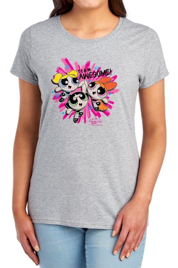 Powerpuff Girls Team Awesome Women's T Shirt, Athletic Heather, Small