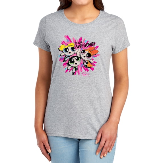 Powerpuff Girls Team Awesome Women's T Shirt, Athletic Heather, X-Large