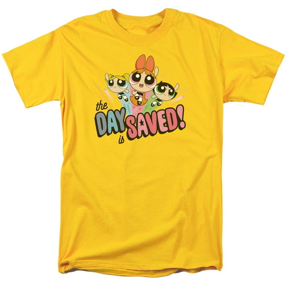 Powerpuff Girls The Day Is Saved S/S Adult 18/1 T-Shirt Yellow 5X