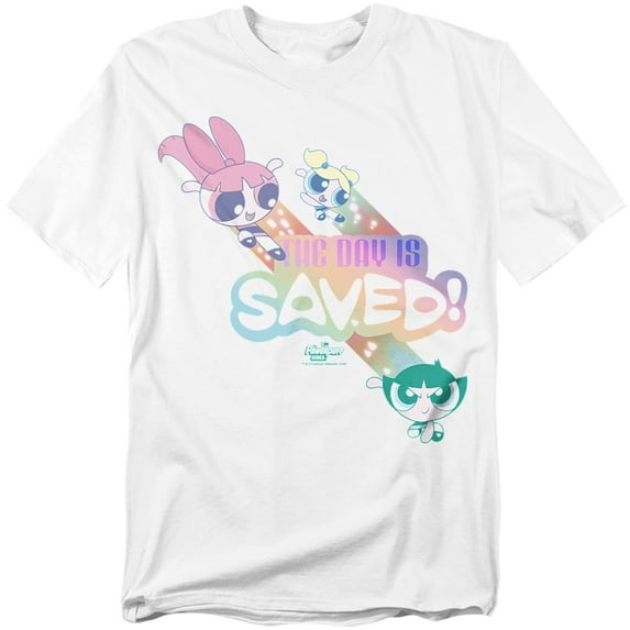Powerpuff Girls T-Shirt The Day Is Saved Unisex Graphic Tee For Men & Women White 
