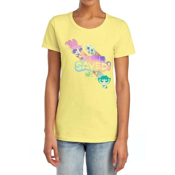 Powerpuff Girls The Day is Saved Women's T Shirt, Banana, Large
