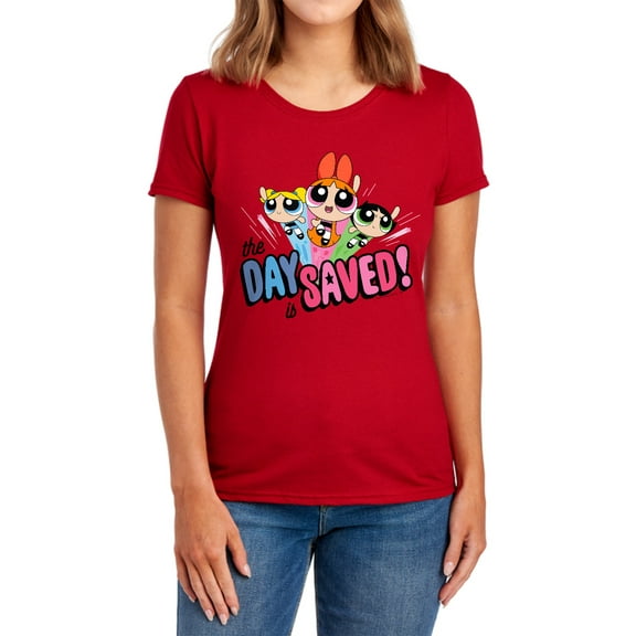 Powerpuff Girls The Day is Saved Women's T Shirt, Red, Small