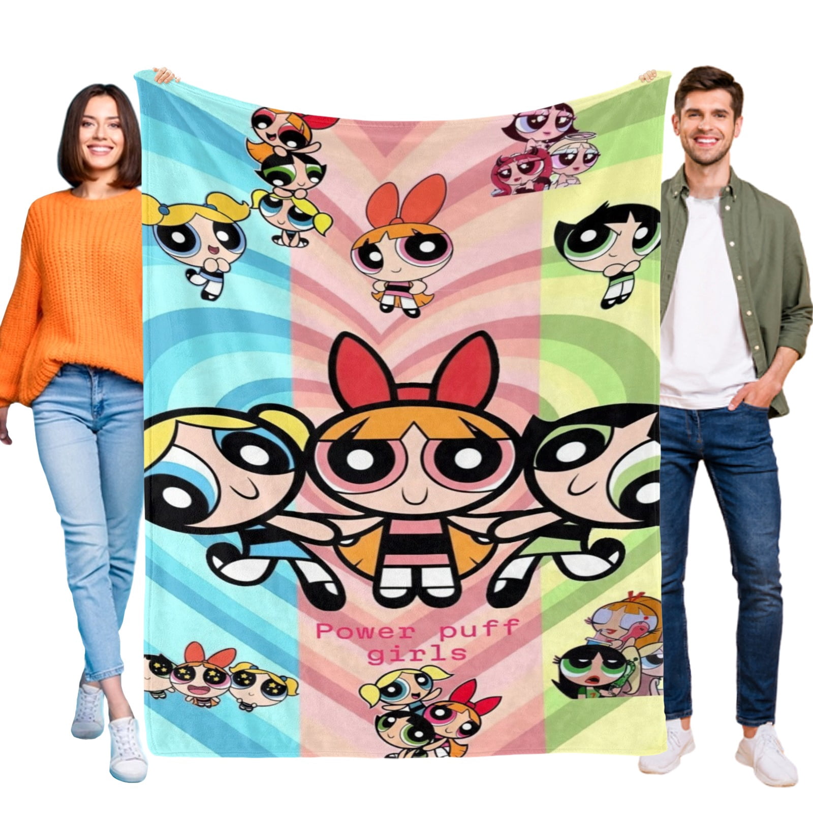 Powerpuff Girls Throw Blanket Gifts for Fans Lover Girls Boys Women Present Hoodie Him Bed 30"x40"