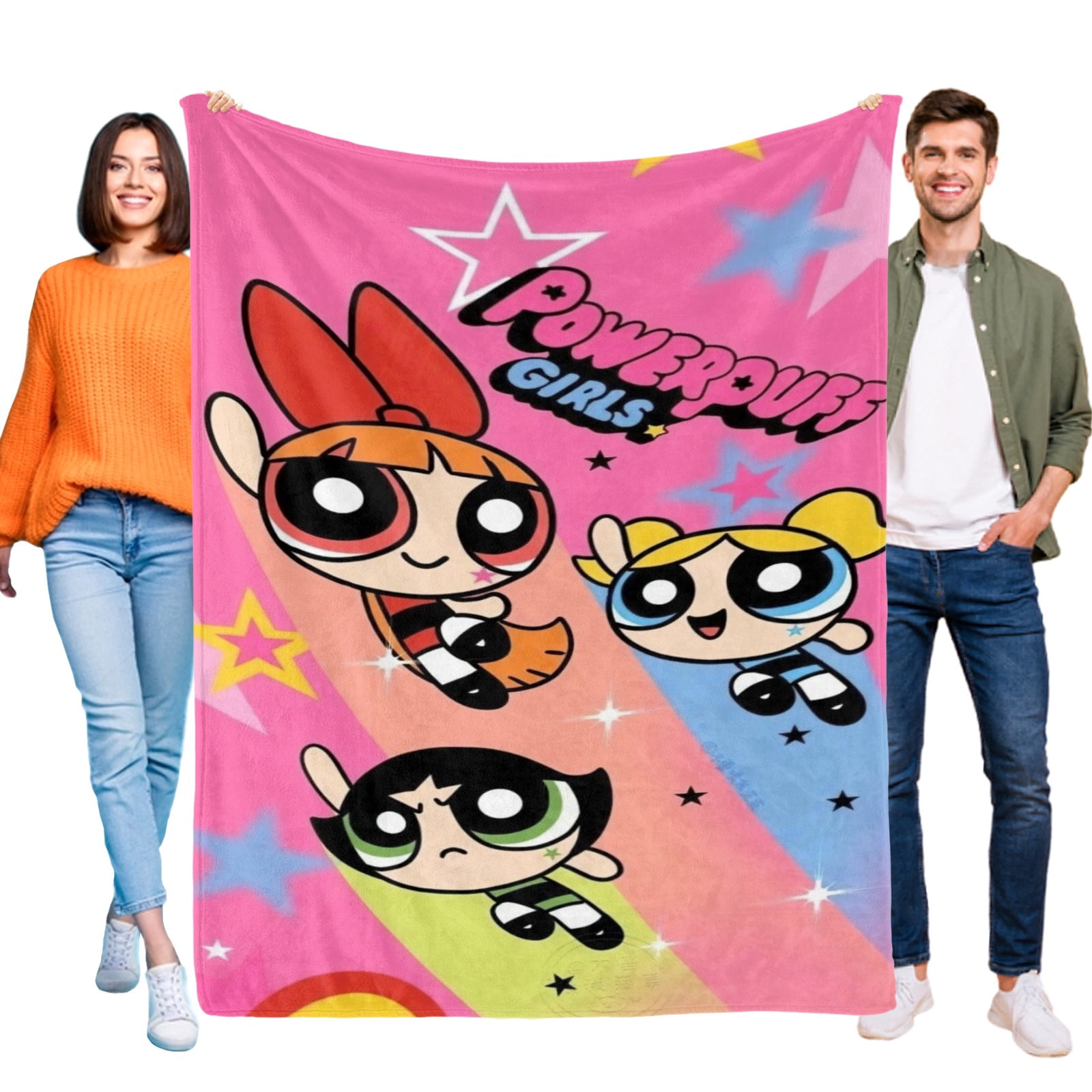 Powerpuff Girls Throw Blanket Gifts for Fans Lover Girls Boys Women Present Hoodie Him Bed 50"x60"