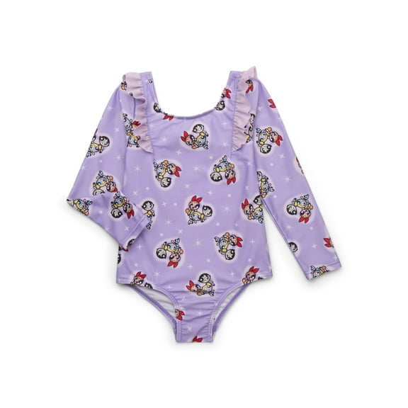 Character Toddler Girl Long- Sleeve Ruffle One- Piece Swimsuit, Sizes 12M-5T