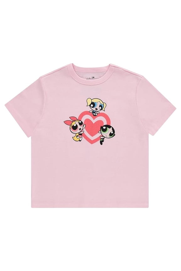 Powerpuff Girls Women's T-shirt, Classic Printed Cartoon Powerpuff Girls Shirt Light Pink – M
