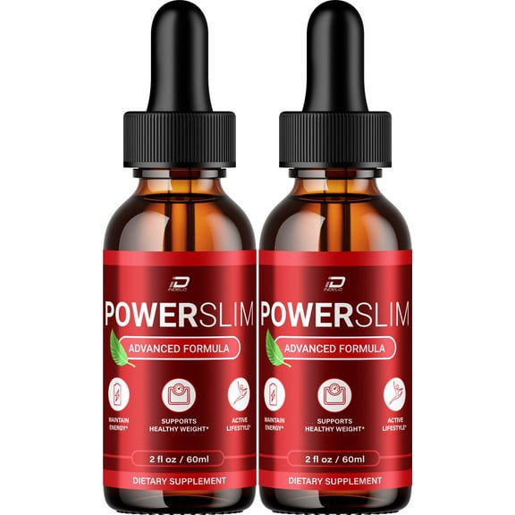 Powerslim Liquid Drops  Power slim Natural Blend Healthy Organic Support, 2 Pack, 2 Month Supply