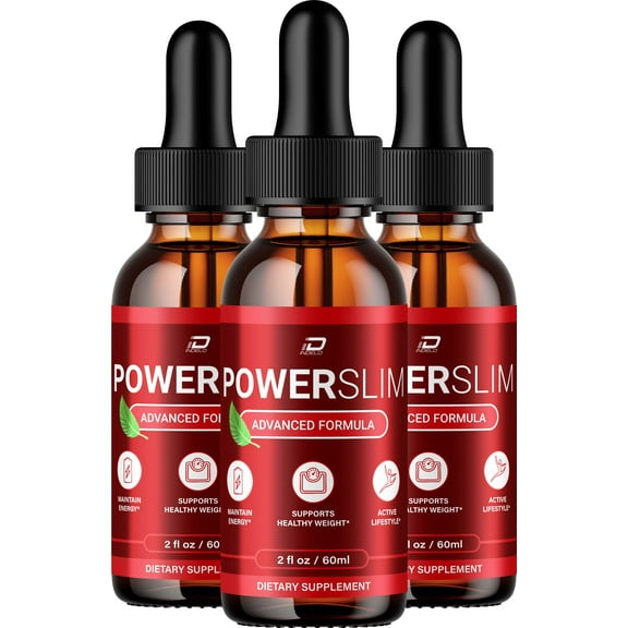 Powerslim Liquid Drops Power slim Natural Blend Healthy Organic Support, 3 Pack, 3 Month Supply