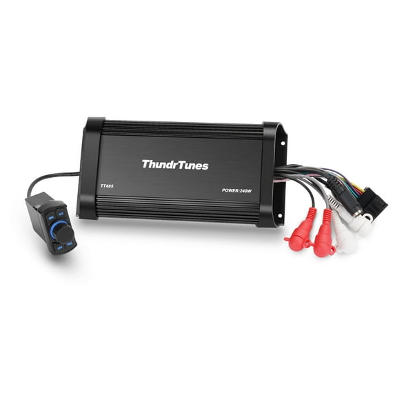 Powersport Bluetooth Amplifier Waterproof Class D Amp UTV Amp 4 Channel with Controller for Boat Golf Motorcycle Hidden Installation