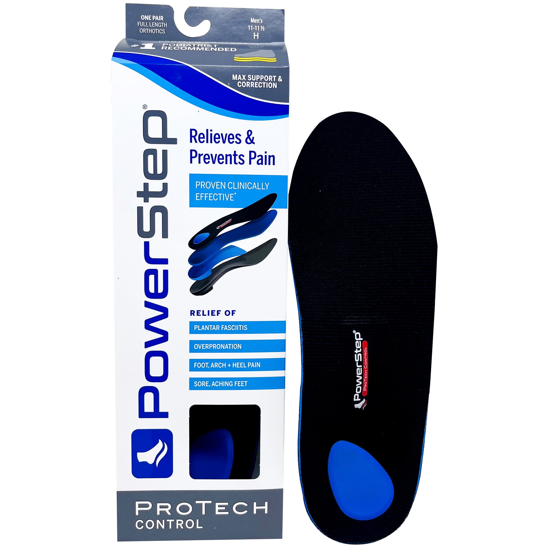 Powerstep Insole Protech Control Full Length (Men 1111.5, Women 1313.