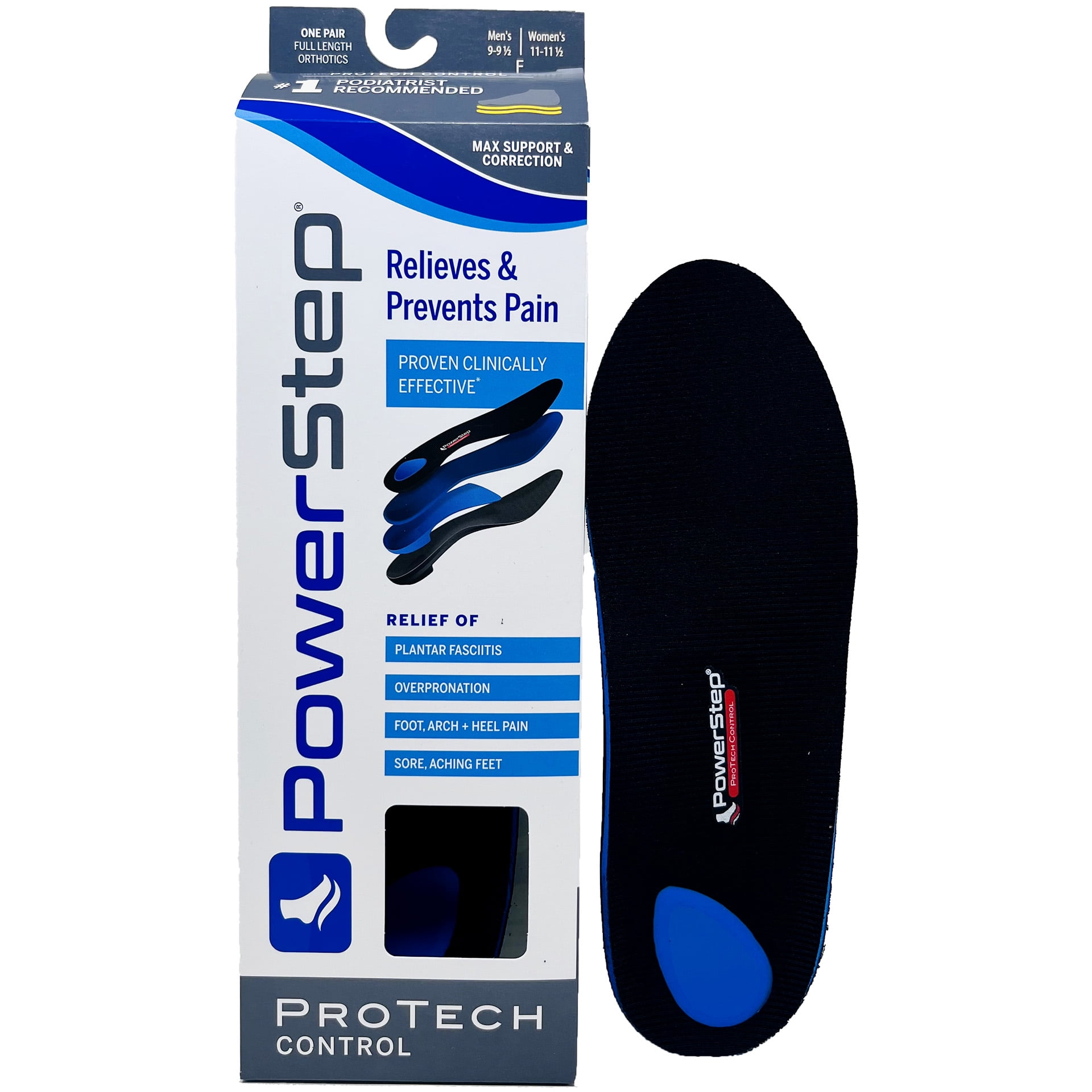 Powerstep Insole Protech Control Full Length (Men 99.5, Women 1111.5