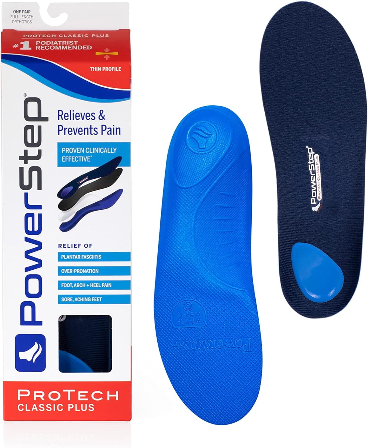 Powerstep Protech Classic Full Length Orthotic Insole Shoe Inserts ...